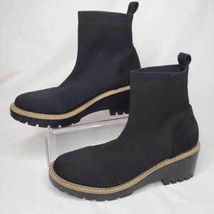 Nicole Miller Black LeLe Platform Wedge Sock Ankle Booties - Size 10